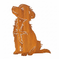 Edelrost Gartenstecker Australian Shepherd Hund Deko Metall Wetterfest 40X30Cm