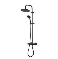 GoodHome Cavally Matt Black Wall-mounted Thermostatic Multi head shower with...