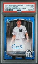 2025 Bowman Draft Chrome Cam Schlittler Blue Refractor Auto /150 PSA 9 Yankees