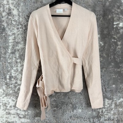 Ett:Twa Anthropologie Size S Casual Wrap Cardigan Sweater Pink Tie Long Sleeve