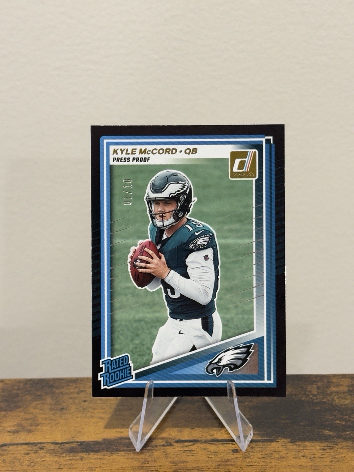2025 Panini Donruss Kyle McCord #325 Rated Rookie Black Press Proof /10 Eagles 