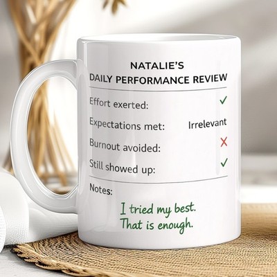 Personalisierte Tasse Daily Performance Review
