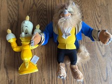 Beauty And the Beast Plush Lot 1992 Beast Stuffed Animal Disney Store Lumiere