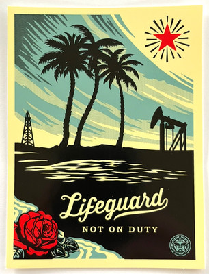 OFFICIAL SHEPARD FAIREY OBEY GIANT VINYL STICKER 5.5'' x 4'' LIFEGUARD NOT ON DUTY