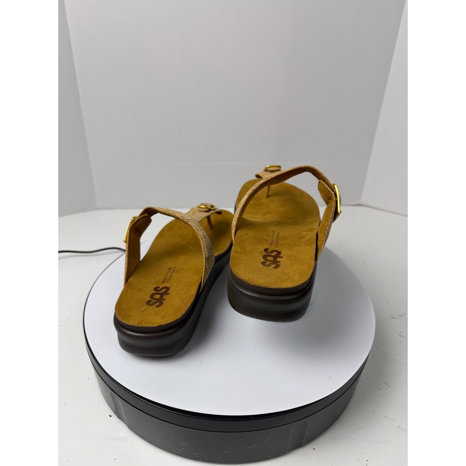 SAS Orthopedic Gold Cork Thong Sandals Women's Comfort Adjustable Buckle 7 M image 4
