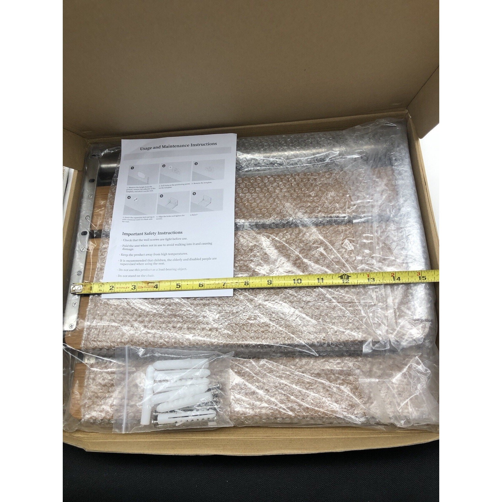 Folding Teak Shower Seat Wall Mounted,Fold down Shower Seat,Foldable Shower READ