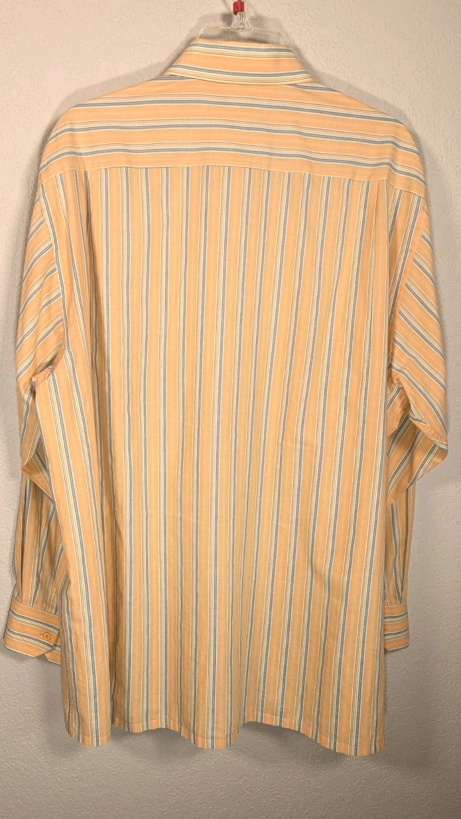 Guy Laroche Vintage Orange Stripe 17 1/2 34/35 XL Button Front  Men's Shirt