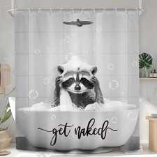 Funny Raccoon Rustic Animal In Bathtub Waterproof Shower Curtain 60x72 Inch