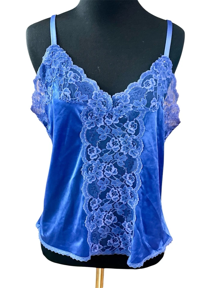 De Colección Encaje Cami Par Sin Mangas Top Azul Talla 38 Lorena y Mejor Forma Amor Femenino Foto 2 de 4
