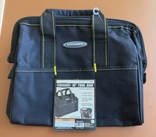 VOYAGER 12 in. Heavy Duty Tool Bag 21 Pockets 24 Lb Capacity Black #61467 NWT