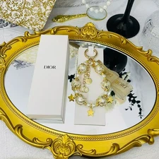 Dior New Novelty Pearls Star Charm Gold Lucky Star Keychain Gift Key chain