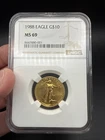 1988 - 1/4 oz. Gold American Eagle $10 - NGC MS 69 Key Date!