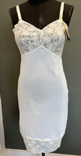 NWT Vntg 1960s Full Slip Aristocraft 34 Lac Bust Nightgown, Lingerie Adj. Strap