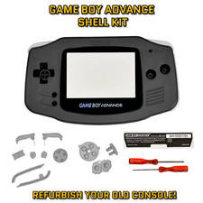 GBA Nintendo Game Boy Advance Replacement Housing Shell Screen Lens Black USA 