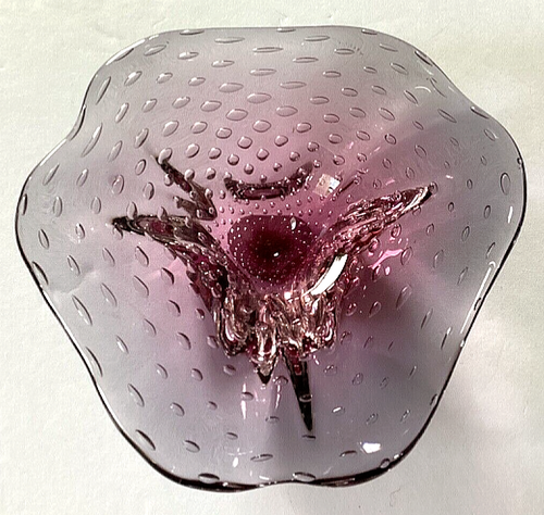 *Vintage Murano Glass Bowl Bullicante Amethyst Purple to Blue Ombre 8" - Zdjęcie 11 z 20