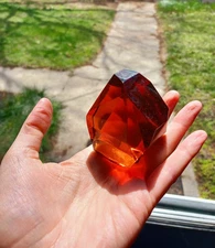 Amber Resin Crystal Paperweight / Resin Crystal Paperweight / Warm Brown Crysta