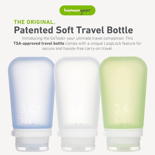 Reusable Silicone Travel Bottle Trio - 3.4oz Locking Lids, BPA-free Design - Picture 4 of 8