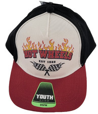 Hot Wheels Youth Hat Cap Kids Adjustable Snapback Flames Flags Est 1968 NEW