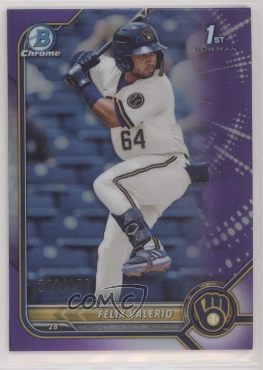 2022 Bowman Chrome Prospects Purple Refractor /250 Felix Valerio #BCP-128 0qc1