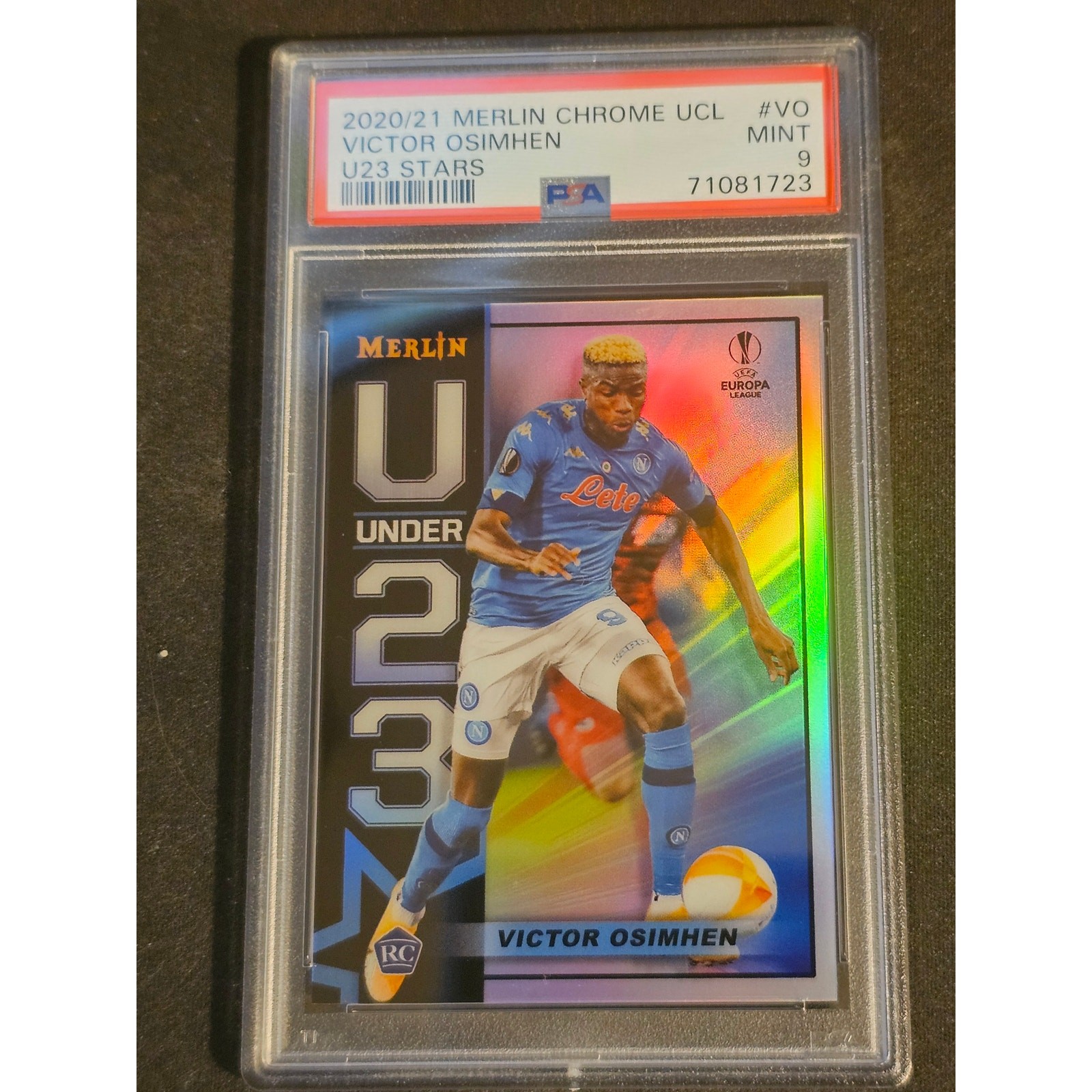 2020-21 Topps Merlin Chrome Victor Osimhen UCL U23 Stars #U23-VO PSA 9 Rookie