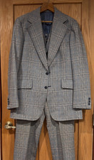 Vintage 1970s Hart Schaffner  Marx 3-Pc Suit Blue Plaid EC