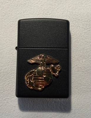 Zippo USMC Marine Corps EGA Matte Black Lighter 2003 w/ Box USA