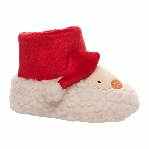 Baby Santa Claus Christmas Bootie Slippers Red/White Fleece Faux Fur UK 0