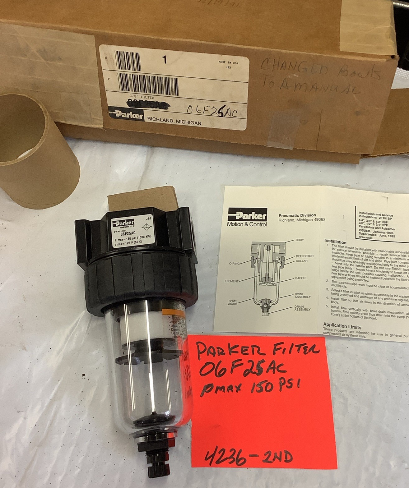 Parker 06F25AC Filter,3/8 NPT, 150 PSI, 4236-2nd