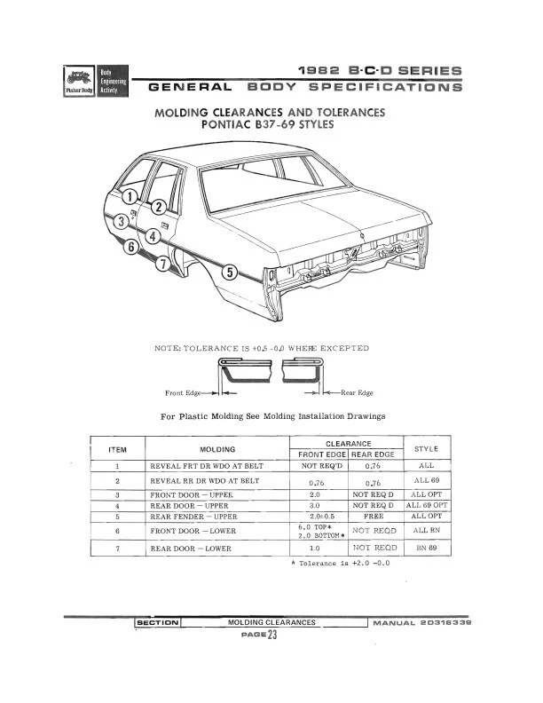 Especificaciones de carrocería 1982 manual de montaje Buick Cadillac Chevrolet Olds Pontiac Foto 4 de 4