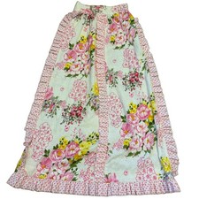 Vintage 1970s Maxi Skirt XS Pink Floral Prairie Cottagecore Tiered Calico Ruffle