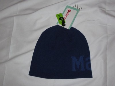 Marmot Spellout Summit Beanie Winter Hat Navy Blue NEW! Recycled Polyester