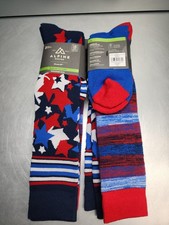 New 4 Pair Alpine Design Mens Large Stars Ski Socks Cushioned Odor Resist