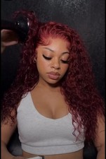 Long Synthetic Red Curly Lace Front Wig, Midd...