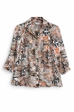 Chico s Jacket Women s 2 L Artsy Print Button Front 3/4 Sleeve Lightweight Boho