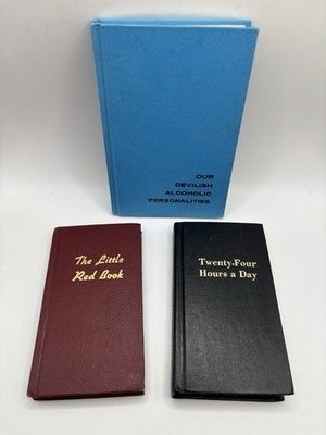 Vintage Lot AA Our Devilish Alcoholic Anonymous Hard Cover Books 1970 s Red