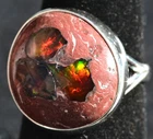 MATRIX MULTI-COLOR FIRE OPAL 925 SILVER RING Sz 7 MEXICAN TAXCO JEWELRY ~ VIDEO
