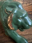 Royal Hanger MCM Green Lion Ceramic Stalking/Prowling 15" Vintage Sculpture