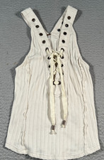 Free People Dress Womens XS White Lace Front Sleeveless Boho Tank Pullover