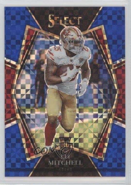 2021 Select Premier Level Blue Prizm 21/149 Elijah Mitchell Eli Rookie RC 0s55