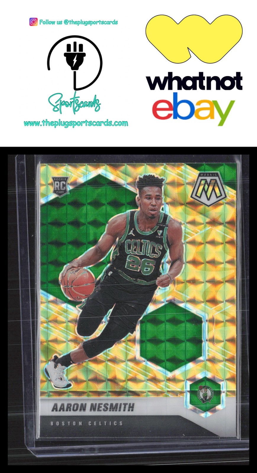 2020-21 Panini Mosaic #227 Aaron Nesmith Mosaic Reactive Yellow RC Celtics