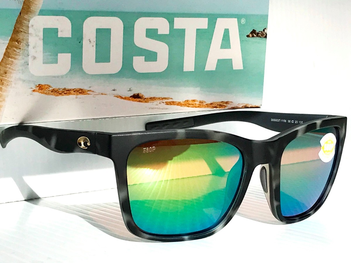 COSTA Del Mar PANGA Matte Grey Tort POLARIZED Green Mirror 580P