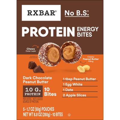 RXBAR Protein Energy Bites, Dark Chocolate Peanut Butter Gluten Free Protein Bal