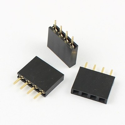 10Pcs 2.54mm Pitch 1x4 Pin 4 Pin Female Single Row Straight Header Strip *pt