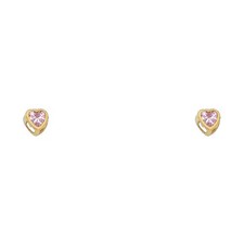 NEW 14K YELLOW GOLD 3MM HEART BEZEL SCREW BACK STUD EARRINGS OCT 