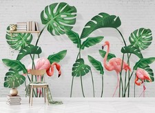 3D Leaves Flamingo B935 Wallpaper Wall Mural Removable Self-adhesive Amy