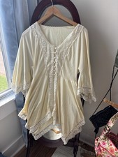 Vintage Lace Flowy Nightgown Renaissance Victorian Style Dress