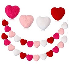 2 Pieces Valentine Felt Heart Garlands Colorful Heart Hanging Garland Felt