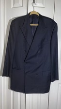 Ermenegildo Zegna Navy Wool Double Breasted Blazer Suit Jacket 54 SEE PICS