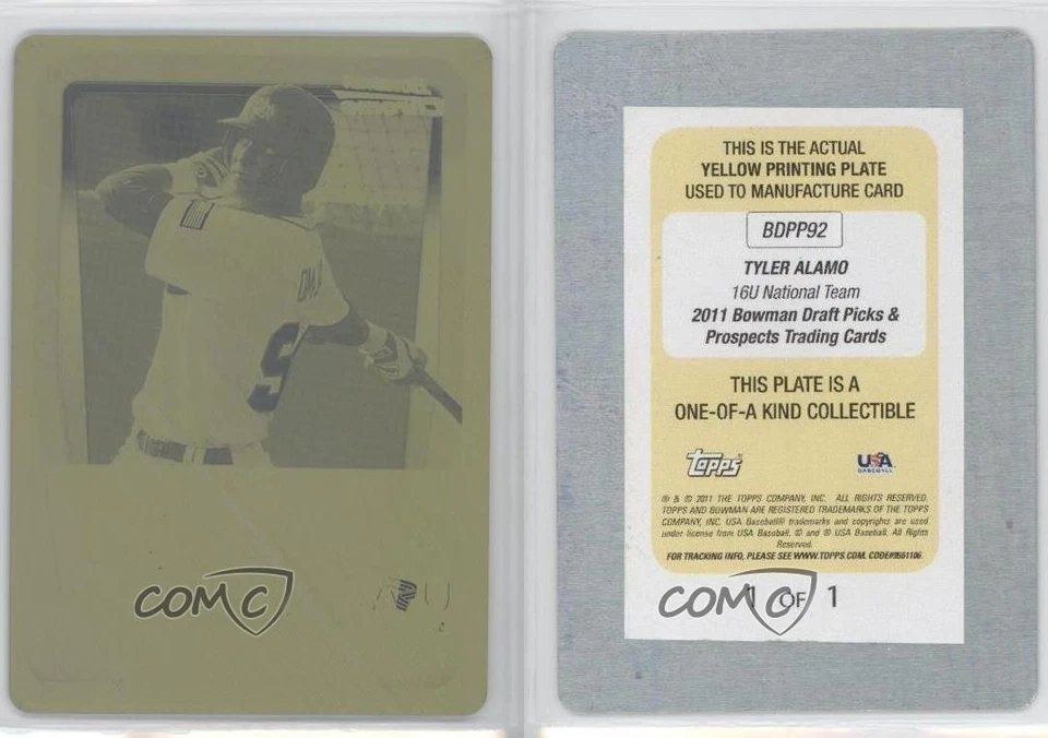 2011 Bowman Draft Prospects Printing Plate Yellow 1/1 Tyler Alamo #BDPP92 0t3 - Image 3 of 3