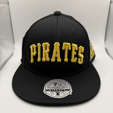 Mitchell & Ness Pittsburgh Pirates Black Dual Patch Rare Fitted Hat 7 1/8 New
